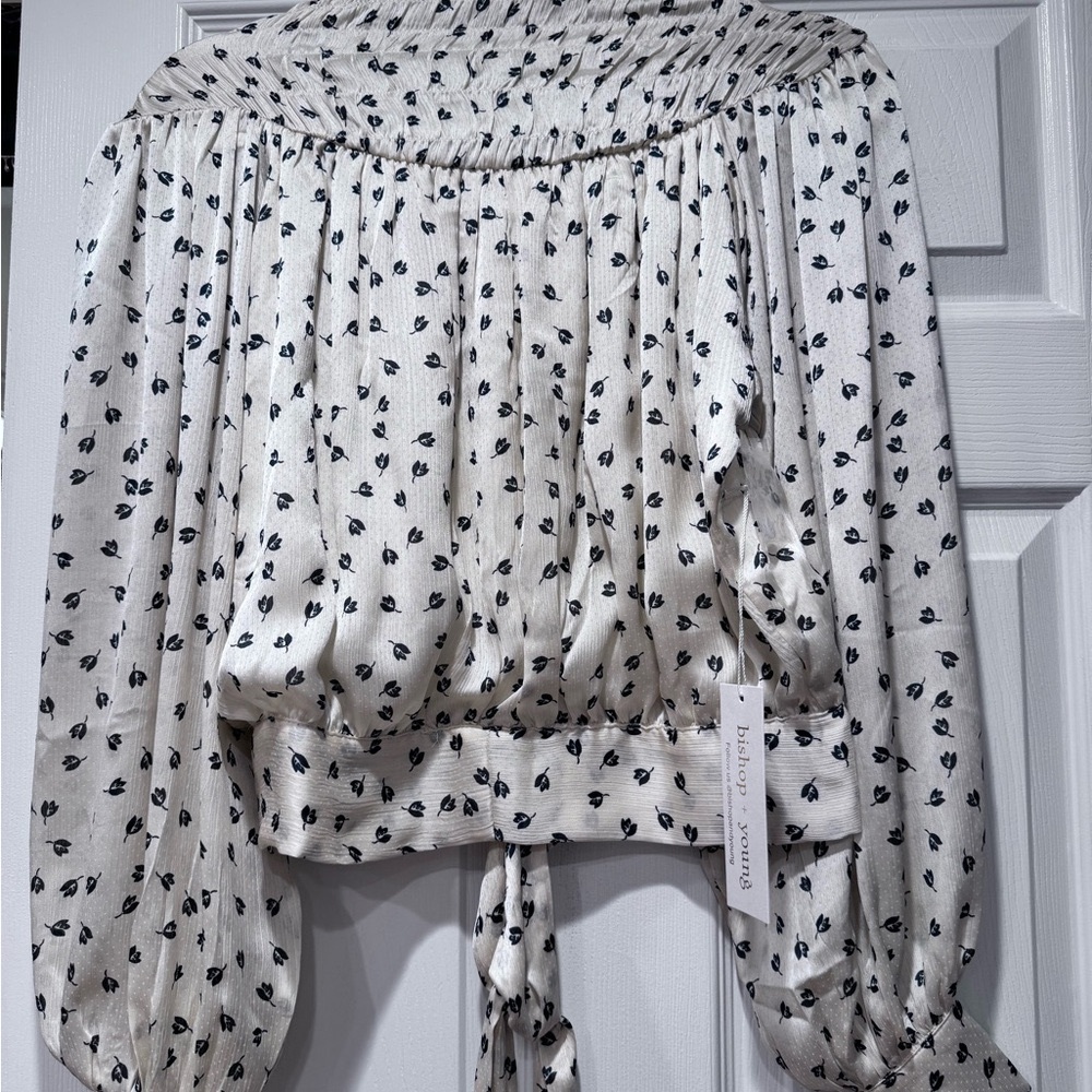 Bishop + Young Cream and Black Floral Blouse